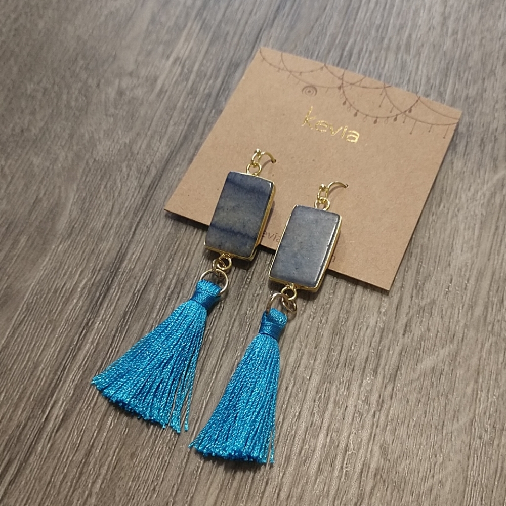 CLEARANCE Kevia Genuine Lapis Tassel Earrings